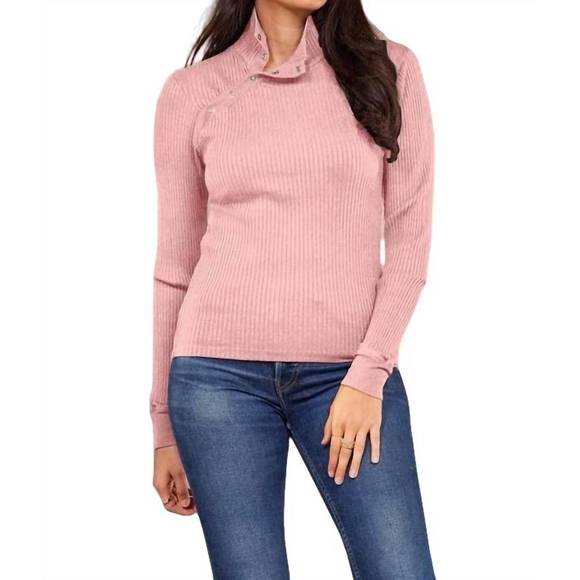 NEW LAMADE andre long sleeve snap turtleneck top in pink quartz - Picture 1 of 4